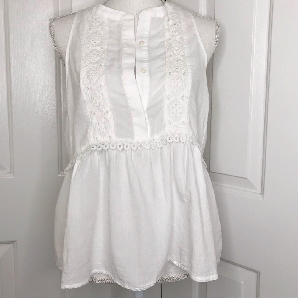 MUSTARD SEED White cotton sleeveless blouse medium